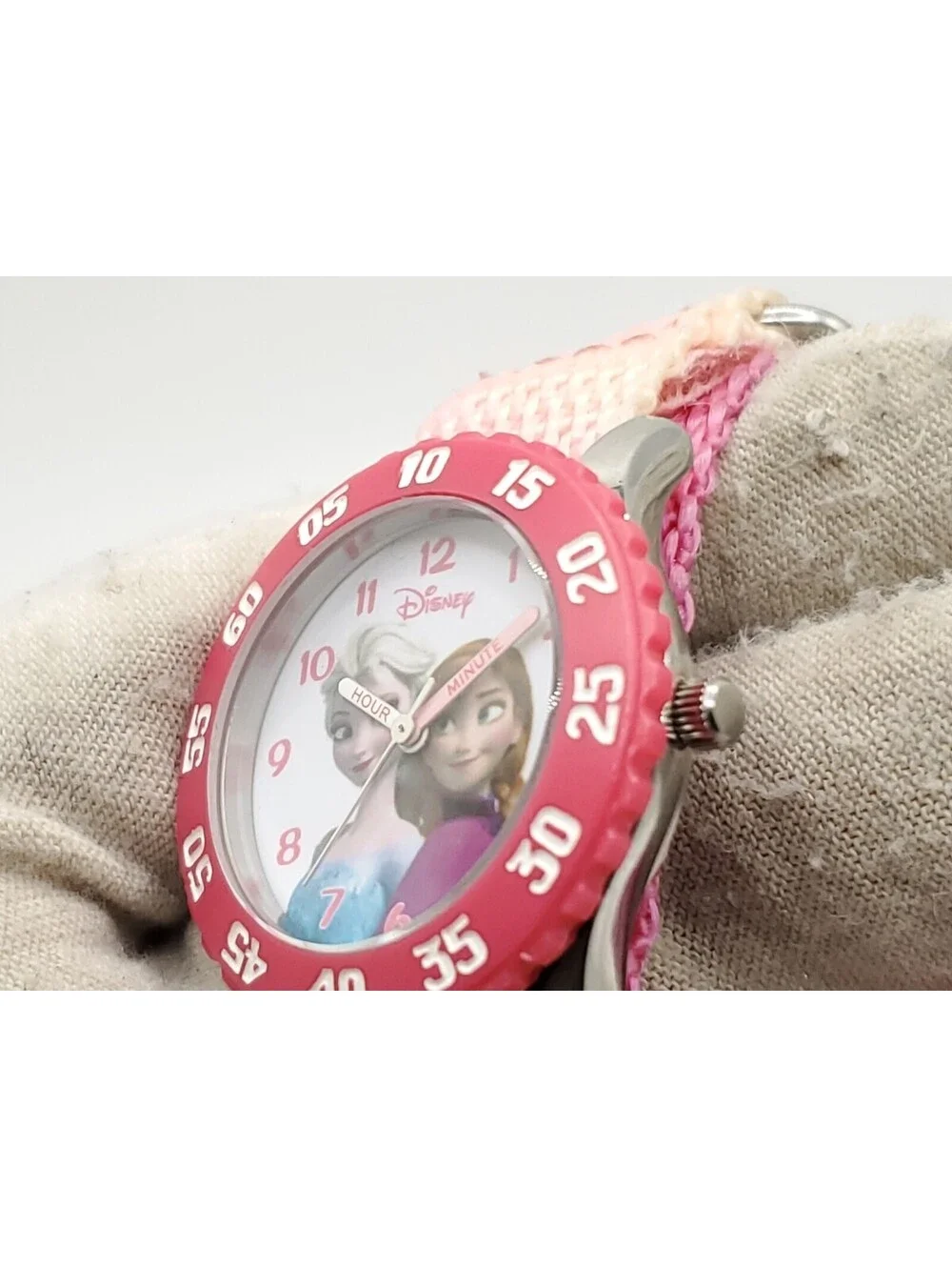 Disney Frozen Kids' Time Teacher Quartz Watch Nylon Strap- New Battery 30mm